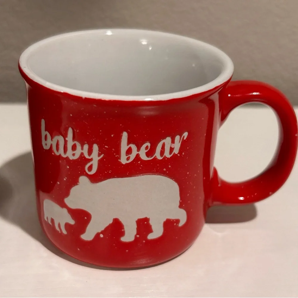 Holly & Joy Baby Bear and Mama Bear Speckled Drinking Cups Set- Green‎ & Red